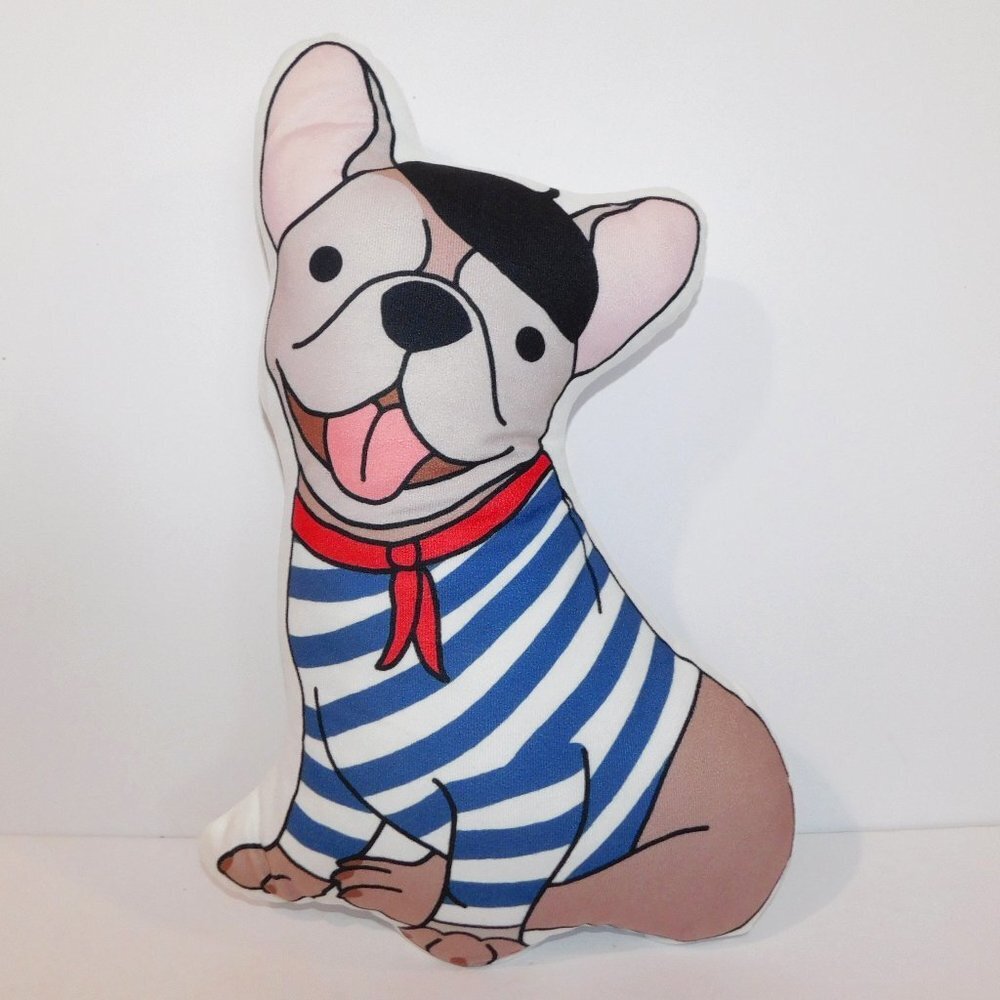 French Bulldog Shaped Throw Pillow cushion ENVOUGUE 18" soft Frenchie Baret